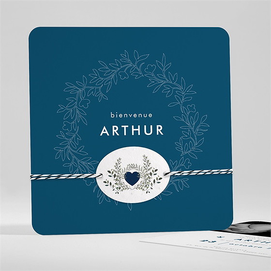 Faire-part naissance couronne en relief ensemencée