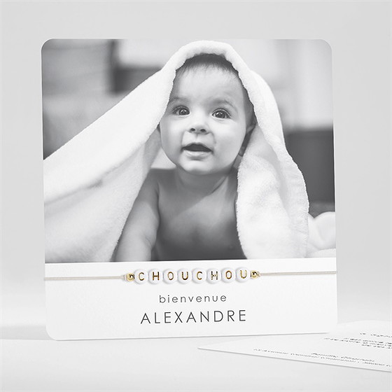 Faire-part naissance notre coeur bracelet