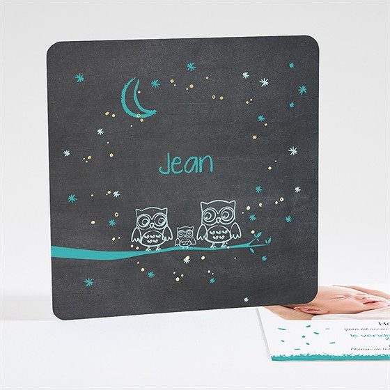 Faire-part naissance chouette alors dorure