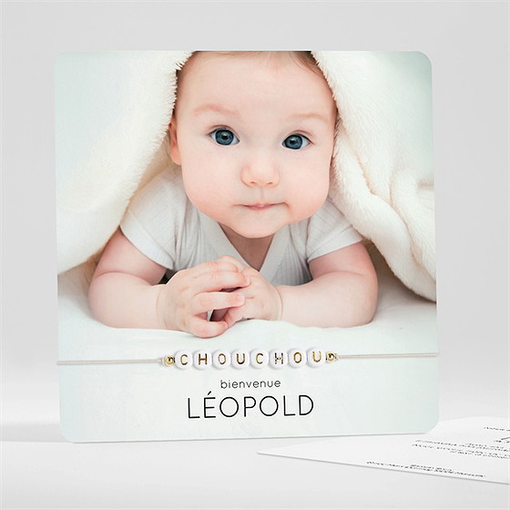 Faire-part naissance tendre silhouette carré