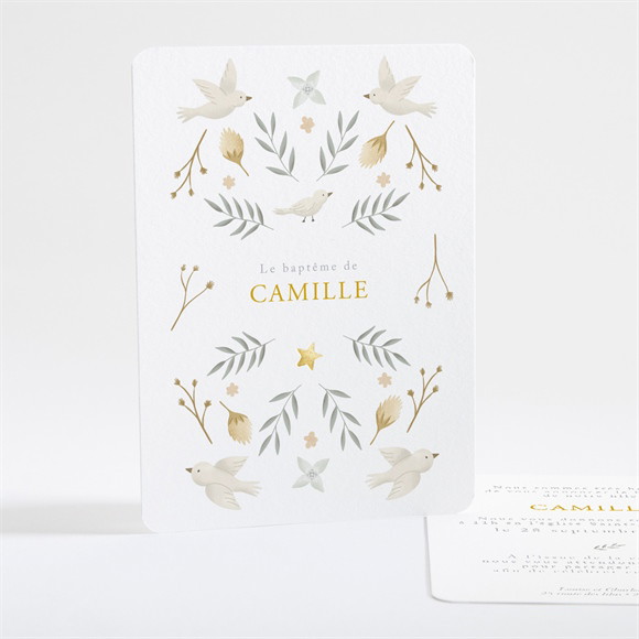 Faire-part de baptême Vers le Beau dorure réf.N28137