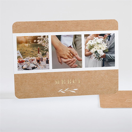 Remerciement mariage bohème écolo dorure