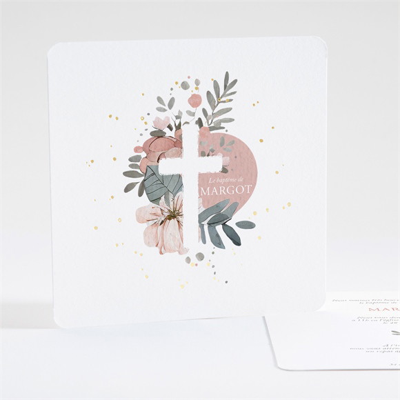 Faire-part de baptême Glorieuse carré dorure réf.N351388
