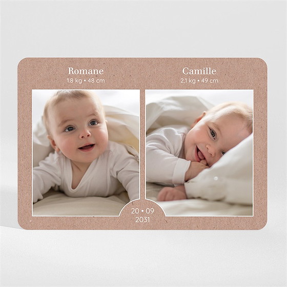 Faire-part naissance jumeaux et jumelles