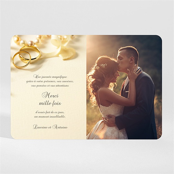 Remerciement mariage alliances fond crème magnet
