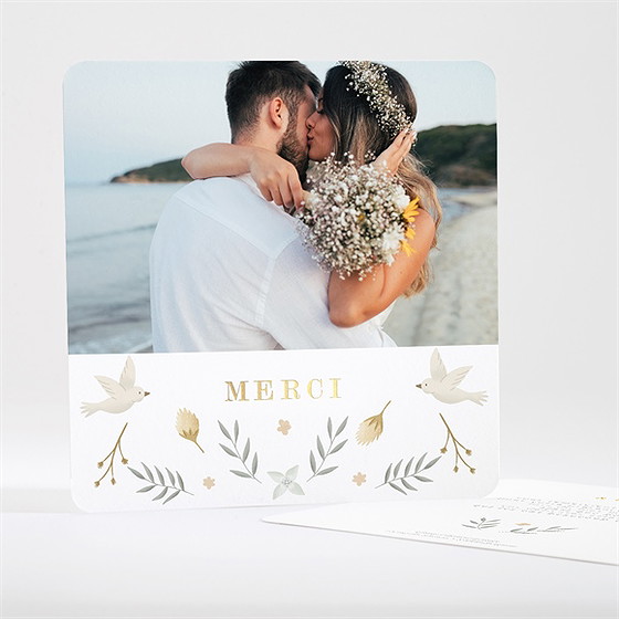 Remerciement mariage céleste dorure