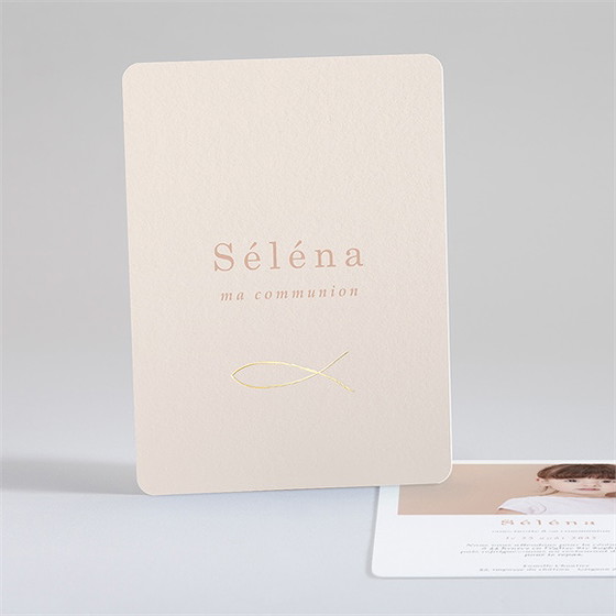 Faire-part communion pourpre dorure