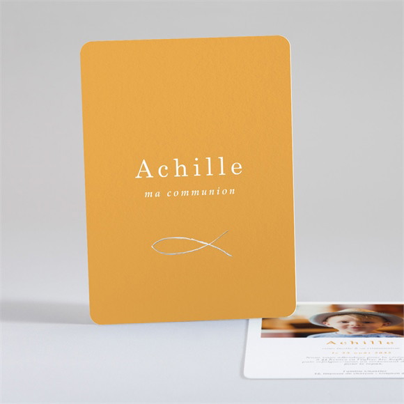 Faire-part communion Jaune et Or dorure réf.N28153