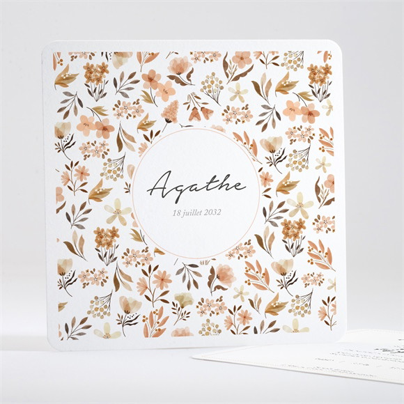 Faire-part naissance Automne en fleurs carré réf.N351411