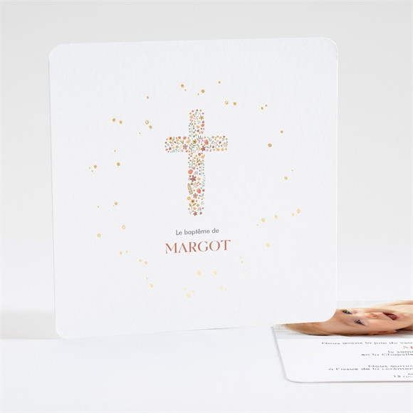 Faire-part de baptême Florilège dorure réf.N351431