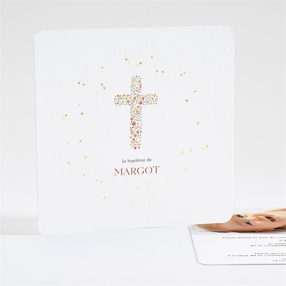 Faire-part de baptême florilège dorure