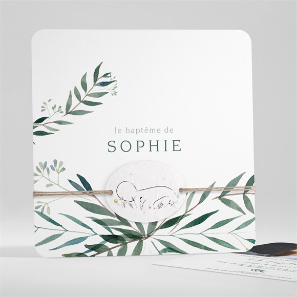 Faire-part de baptême Jolie annonce Champêtre carré réf.N351457