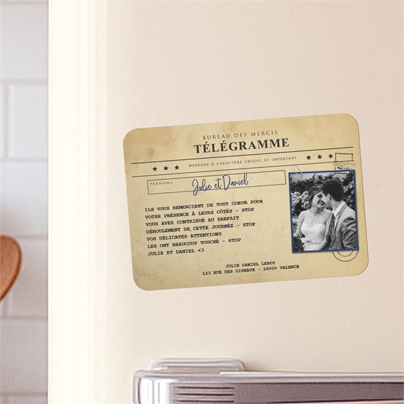 Remerciement mariage Notre Télégramme réf.N110266