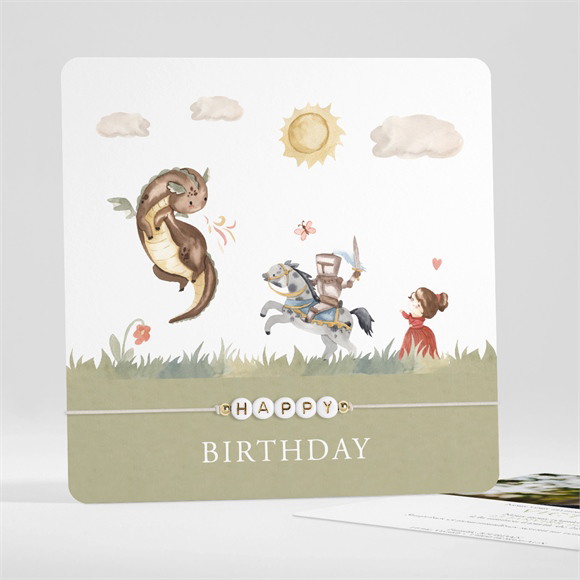 Invitation anniversaire Dragon et Chevalier réf.N351470