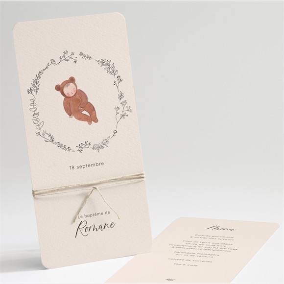 Menu baptême Bébé Nounours réf.N221284