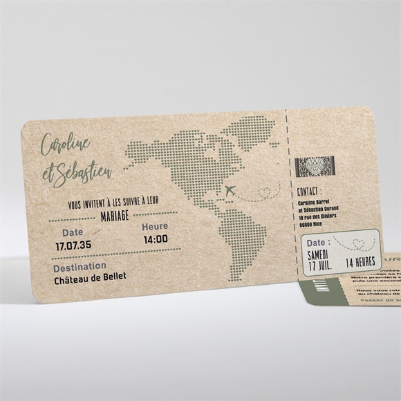 Faire-part mariage Billet d'avion réf.N131141