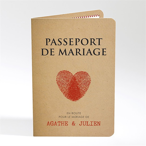 Faire-part mariage passeport vintage