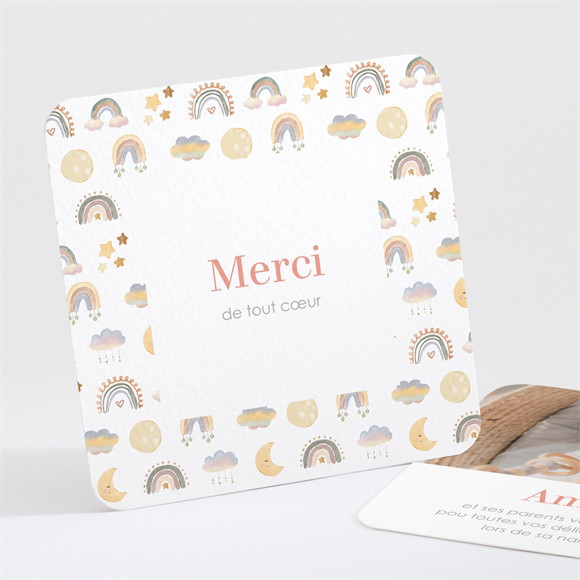Remerciement naissance Nuages & Arc en ciel réf.N301504