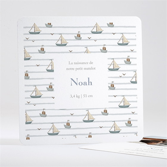 Faire-part naissance mon petit marin carré