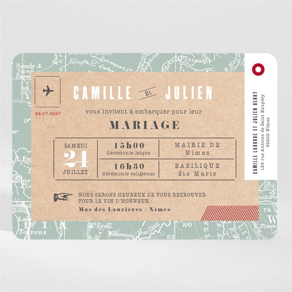 Faire-part mariage Voyage voyage magnet réf.N110263