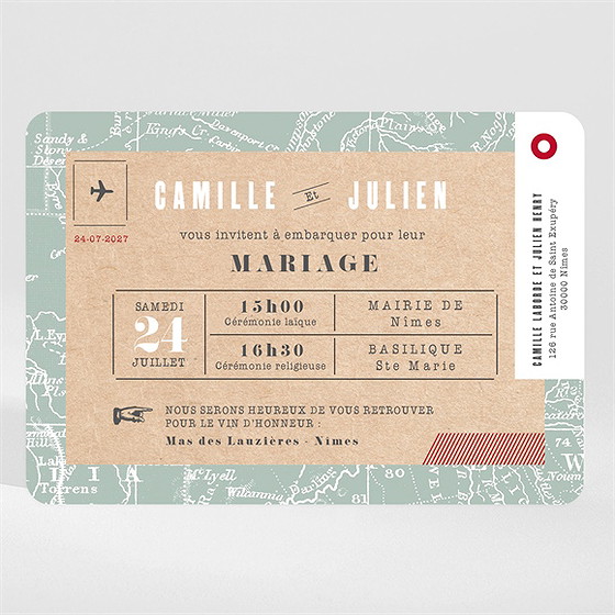 Faire-part mariage voyage voyage magnet