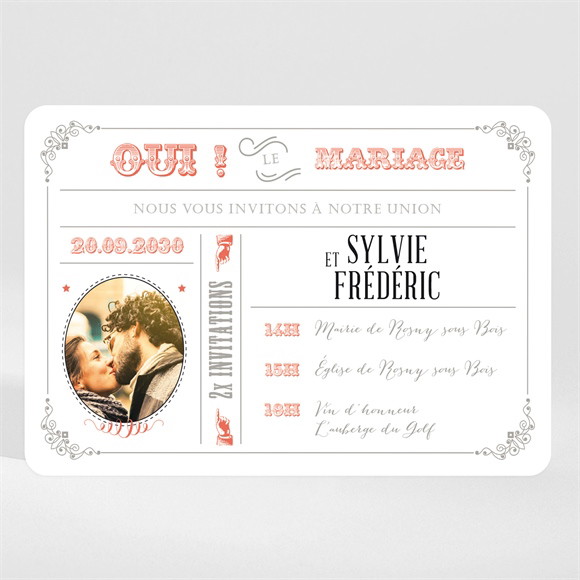 Faire-part mariage Vintage & original magnet réf.N110283