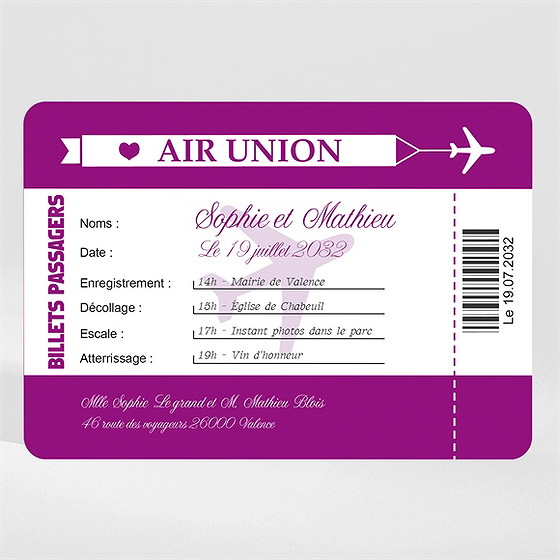 Faire-part mariage air union magnet