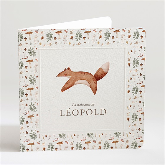 Faire-part naissance renard automne