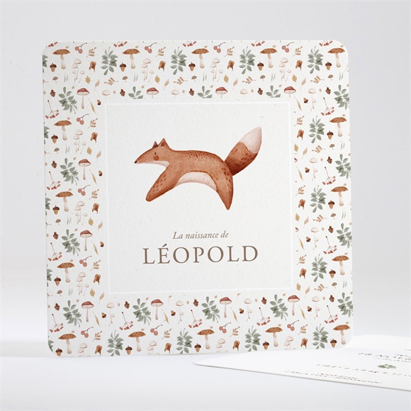 Faire-part naissance Renard automne carré réf.N351507