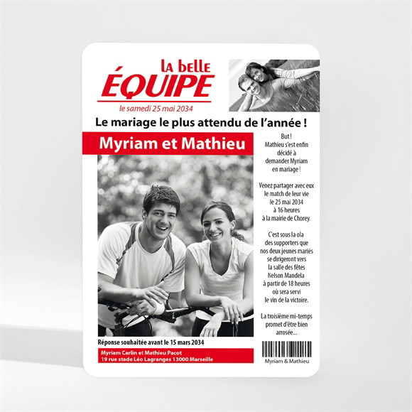 Faire-part mariage La Belle Equipe Magnet réf.N210211