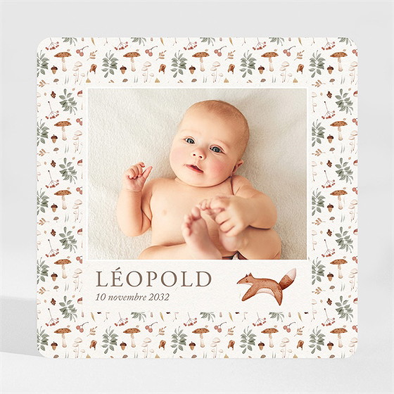 Faire-part naissance renard automne magnet