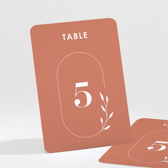 Numéro de table mariage Terracotta initiales réf.N211641