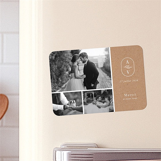 Remerciement mariage capsule champetre magnet