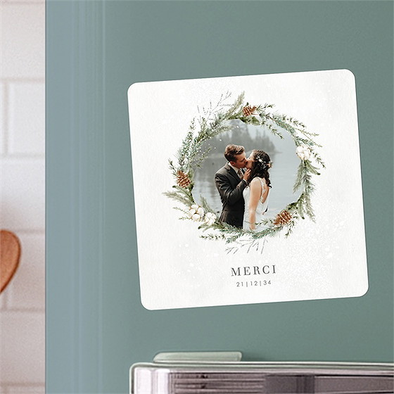 Remerciement mariage noël magnet