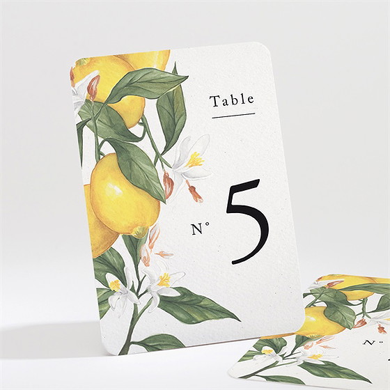 Numéro de table mariage citron