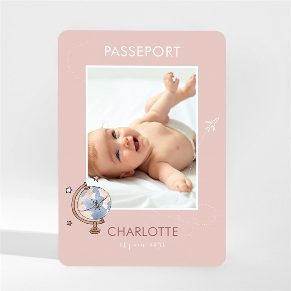 Faire-part naissance Passeport fille magnet réf.N210229