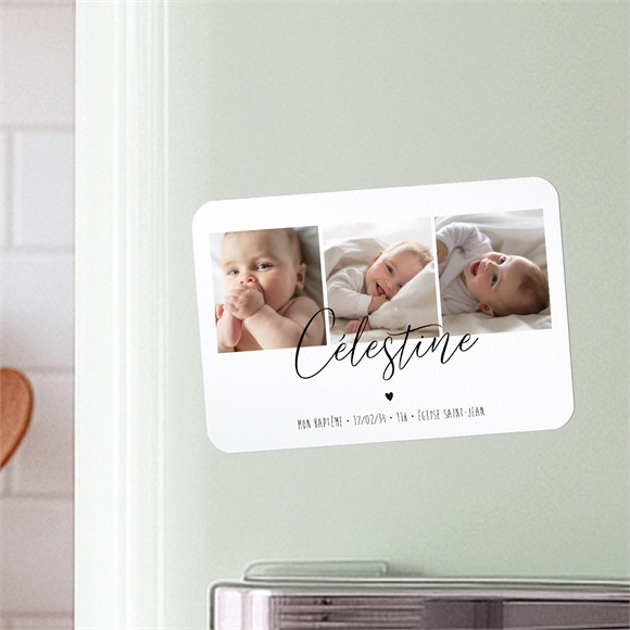 Faire-part de baptême Pêle-mêle coeur réf.N110326