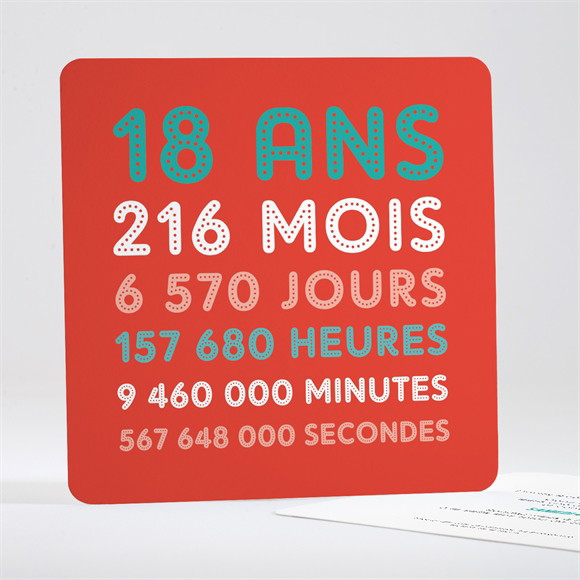 Invitation anniversaire 18 ans réf.N351612