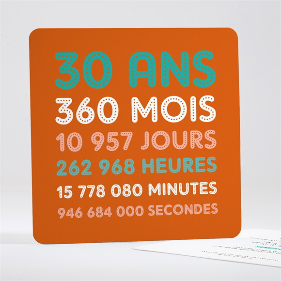 Invitation anniversaire 30 ans réf.N351614
