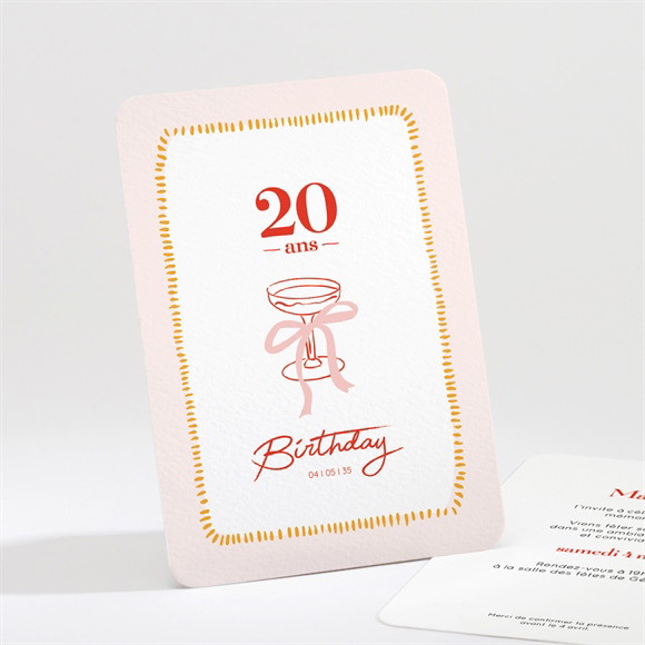 Invitation anniversaire Champagne 20 ans réf.N211707