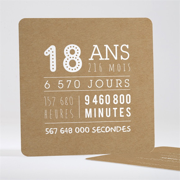 Invitation anniversaire 18 ans kraft réf.N351625