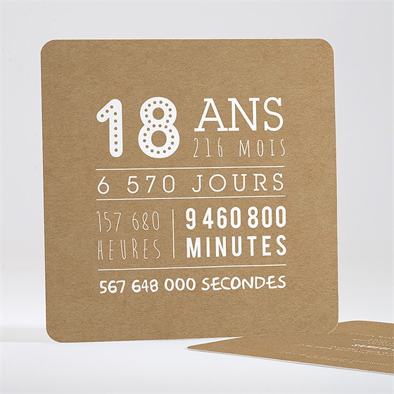 Invitation anniversaire 18 ans kraft