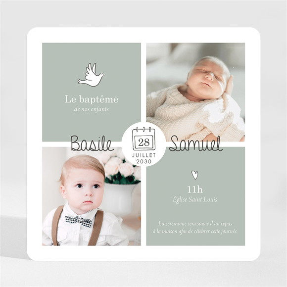 Faire-part de baptême Petits frères magnet réf.N35057