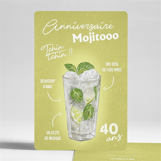 Invitation anniversaire mojito 40 ans