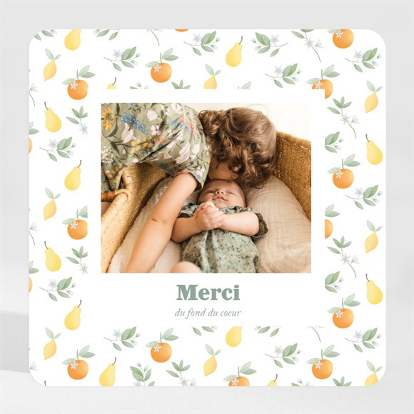 Remerciement naissance Motif fruité réf.N3002220
