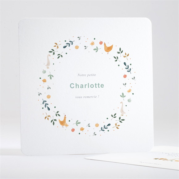 Remerciement naissance Tendres animaux réf.N351637