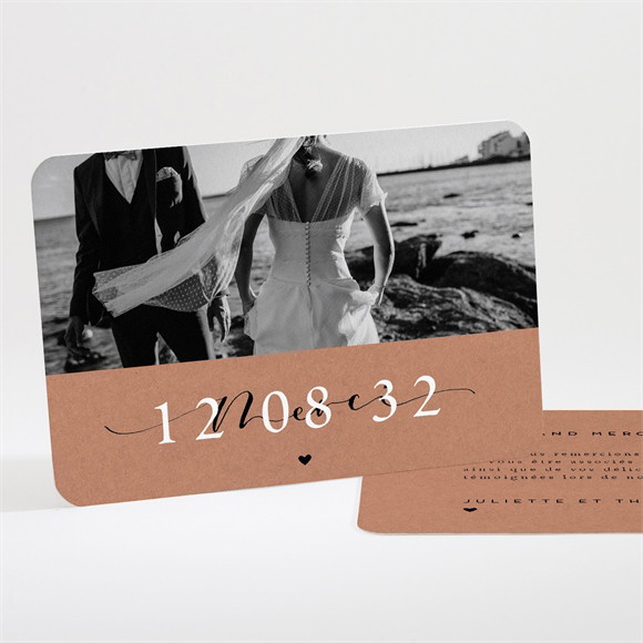 Remerciement mariage Jour J kraft réf.N111368