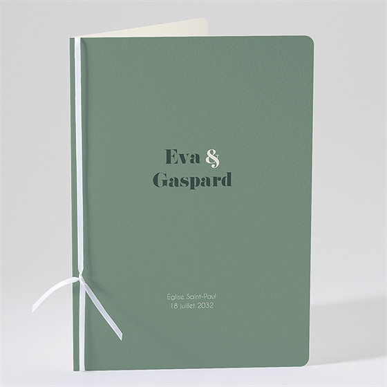 Livret de messe mariage tons vert sauge