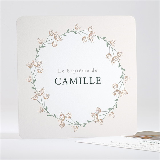 Faire-part de baptême fleurs pastel