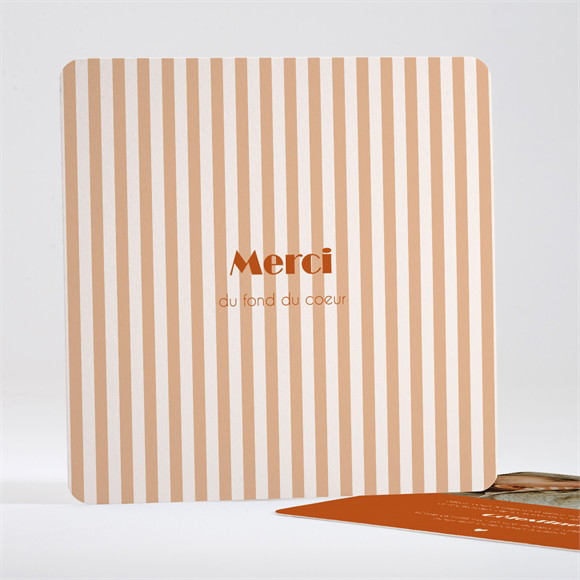 Remerciement naissance Rayures terracotta réf.N351645